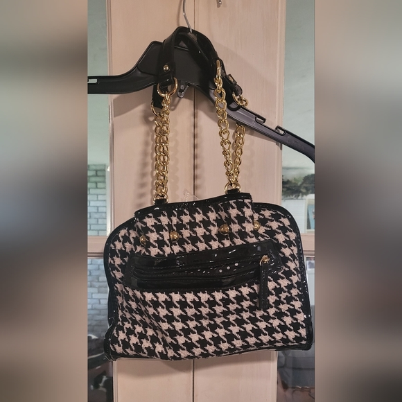 Houndstooth handbag with chain strap - Picture 5 of 5